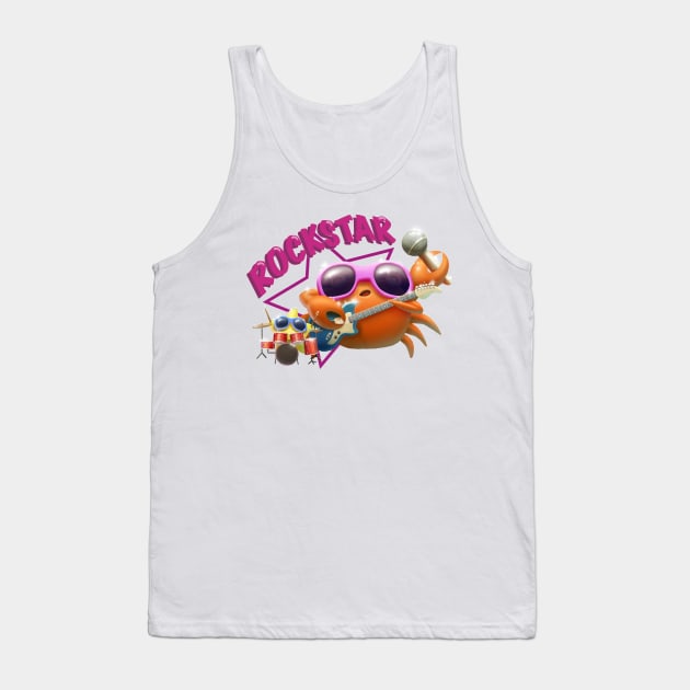 Cute Crab and Starfish Rock Star Band Tank Top by Irene Koh Studio